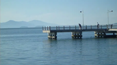 Fisherman at the pier Video stock 23315240