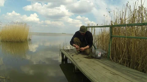 Fisherman on the platform Stock Footage 36791911