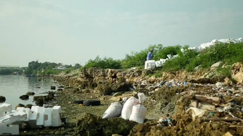 Fisherman polystyrene of fish net the Philippines calm peaceful wide river ocean 库存影片 334663617