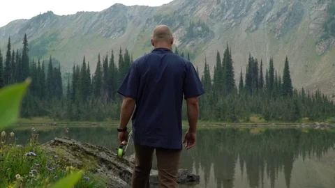 Fisherman Preparing to Fish Stock Footage 84036163