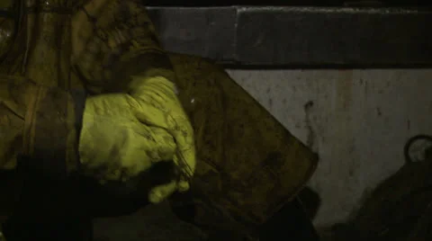 Fisherman pulls a fish from the net 3 Stock Footage 23395431