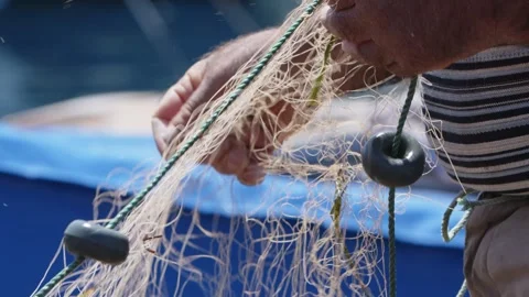 Repair Fishing Net Stock Video Footage