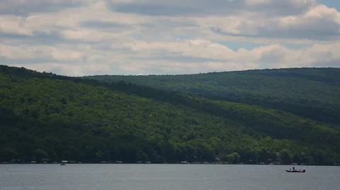 Fisherman Right on a Lake Stock Footage 57732335