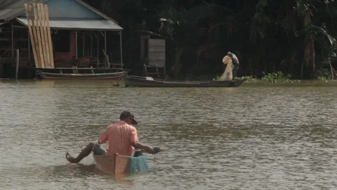 Fisherman at the river Stock Footage 100021786