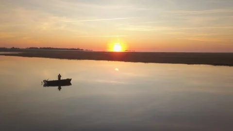 FISHERMAN ON RIVER SUNRISE2 Stock Footage 120702536