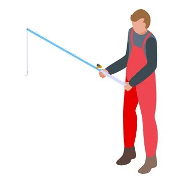 Fisherman with rod icon isometric vector. Angler profession Stock Illustration