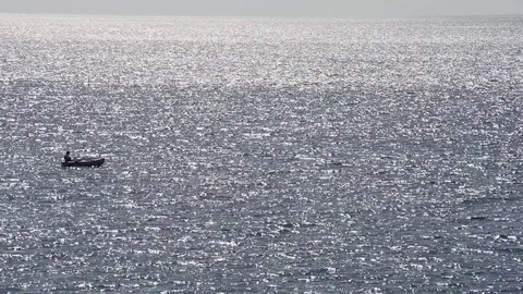 Fisherman on the sea Stock Footage 79685189