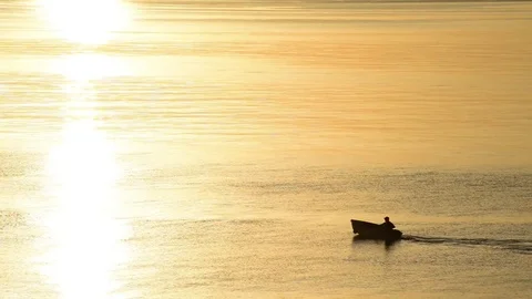 Fisherman on the sea Stock Footage 82601108