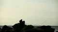 Fisherman Silhouette, Fishermen, Black Sea Coastline HD Footage