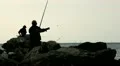 Fisherman Silhouette, Fishermen, Black Sea Coastline HD Footage