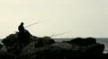 Fisherman Silhouette, Fishermen, Black Sea Coastline HD Footage