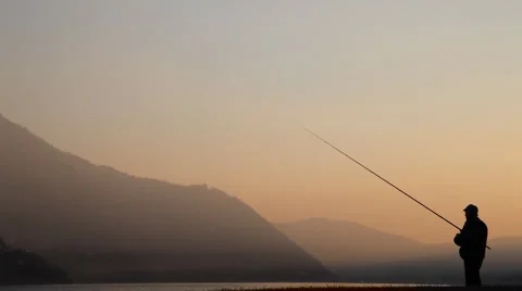 Fisherman Silhouette 스톡 동영상 1217548