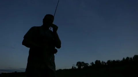 Fisherman silhouette Stock Footage 35174598