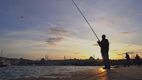Fisherman silhoutte Stock Footage 232475404