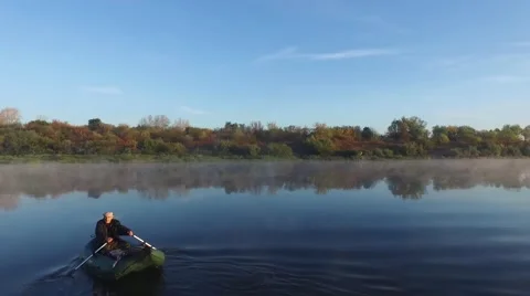 Fisherman on small boat Stock Footage 56246254