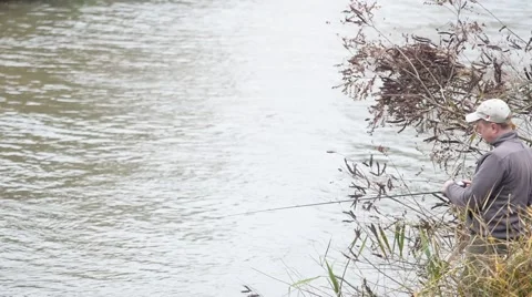 Fisherman with spinning . Stock Footage 43784666