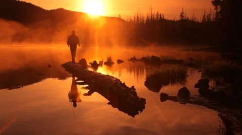 Fisherman at sunrise Video stock 61669744