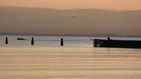 Fisherman At Sunrise Stock Footage 76295306