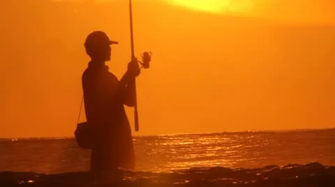 Fisherman, sunset Vídeo Stock 11318314
