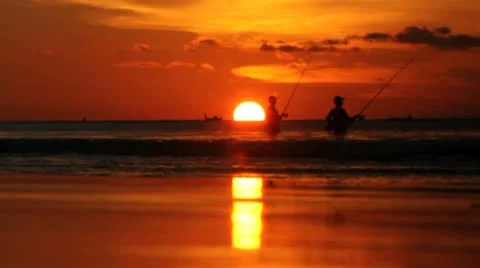 Fisherman, sunset Stock Footage 11318411