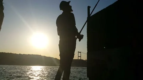 Fisherman sunset video image 스톡 동영상 198528037