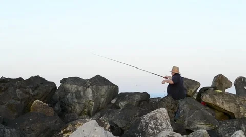 Fisherman Throws Bait Stock Footage 46113834