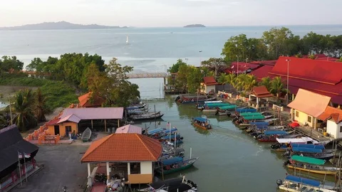 Fisherman village at  Muara Umbai, Melaka, Malaysia Stock Footage