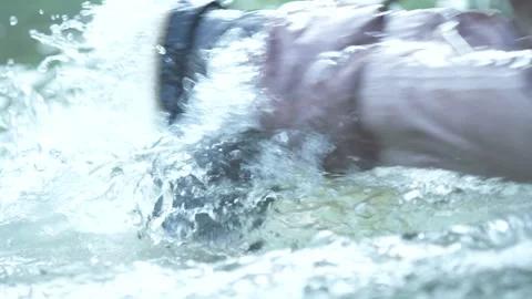 A fisherman wades the river Stock Footage 266885259