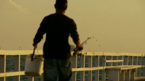 Fisherman Walking Stock Footage 10767501