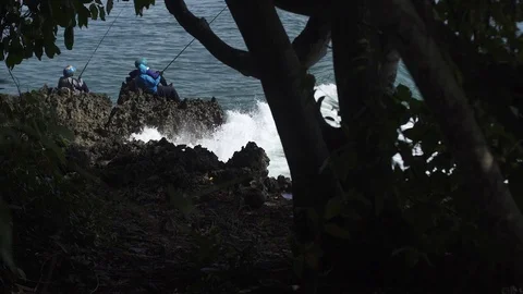 Fisherman wave Stock Footage 99330868