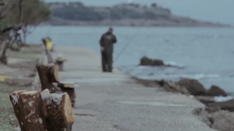 FISHERMAN WIDE 01 Stock Footage 87839997
