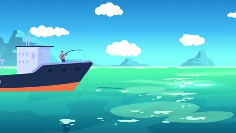 Fisherman Working On The Ocean Video stock 160106825