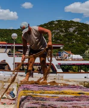 Fisherman working Stock-Fotos