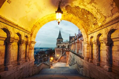 Fisherman's Bastion - dawn in Budapest, Hungary 写真素材