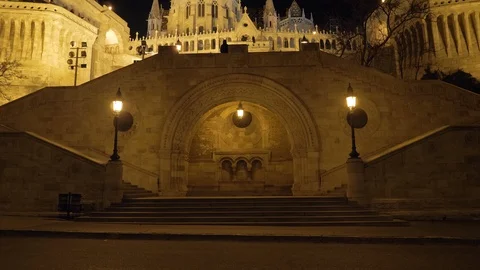 Fisherman's Bastion by night Stock Footage 129372405
