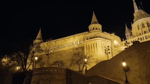 Fisherman's Bastion by night Video stock 129372822