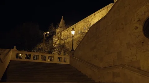 Fisherman's Bastion by night Stock Footage 129375288