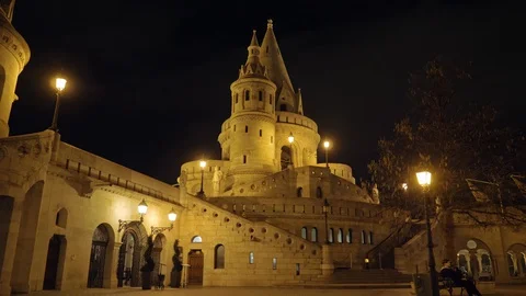 Fisherman's Bastion by night Stock Footage 129375852