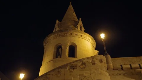 Fisherman's Bastion by night Stock Footage 129375880