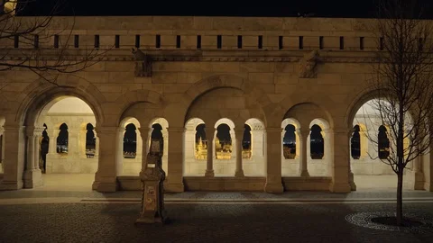 Fisherman's Bastion by night Video stock 129379035