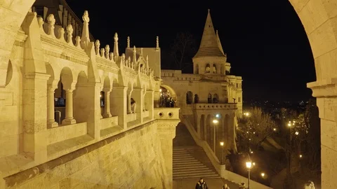 Fisherman's Bastion by night Video stock 129379649