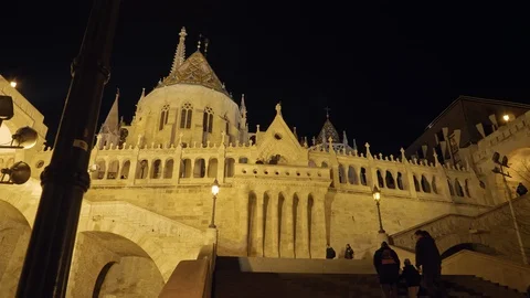 Fisherman's Bastion by night Stock Footage 129380257
