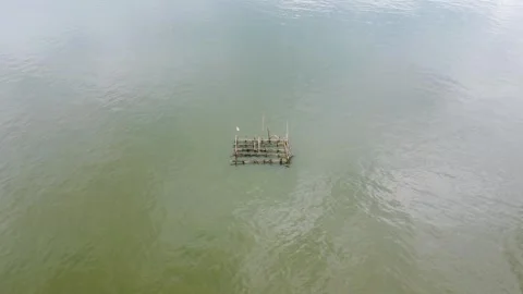 Fisherman's fish traps placed in the sea are made of wood Stock Footage 278667933