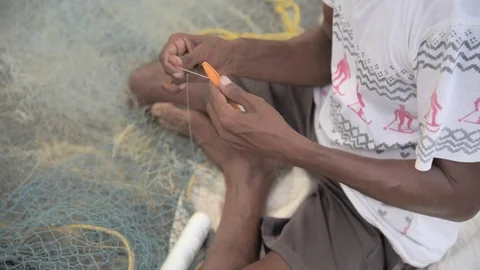 Fishermans hands close-up Video stock 75927601