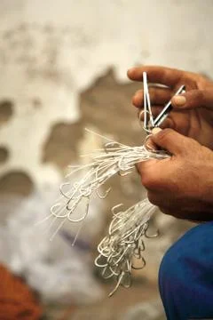 Fisherman's hands Stock Photos