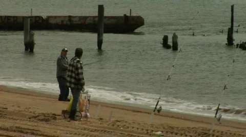 Fishermen and ducks Stock Footage 160370