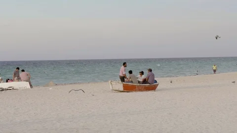 FISHERMEN AND VIEW OF THE OCEAN TWO SHOTS  PROGRESO LIFE IN MERIDA YUCATAN Stock Footage 100793452