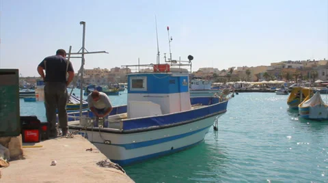 Fishermen on boat Stock Footage 37247695