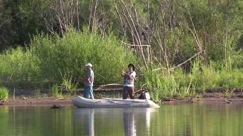 Fishermen in a boat Stock Footage 41820139