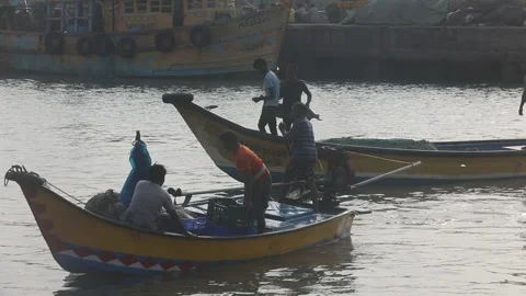 Fishermen in the boat Stock Footage 301210768